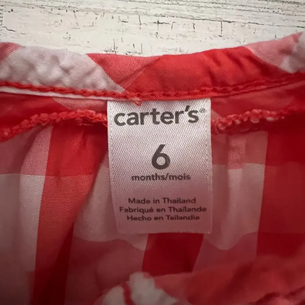 🦋3/$30 Carter’s Baby Romper Bundle 6M Girl 3pc Floral Gingham Check Summer